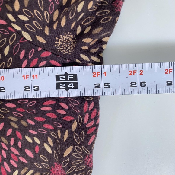 Talbots Shirt Womens 2X Brown Floral Print Long Sleeve V-Neck Knit Stretch USA - Picture 5 of 9